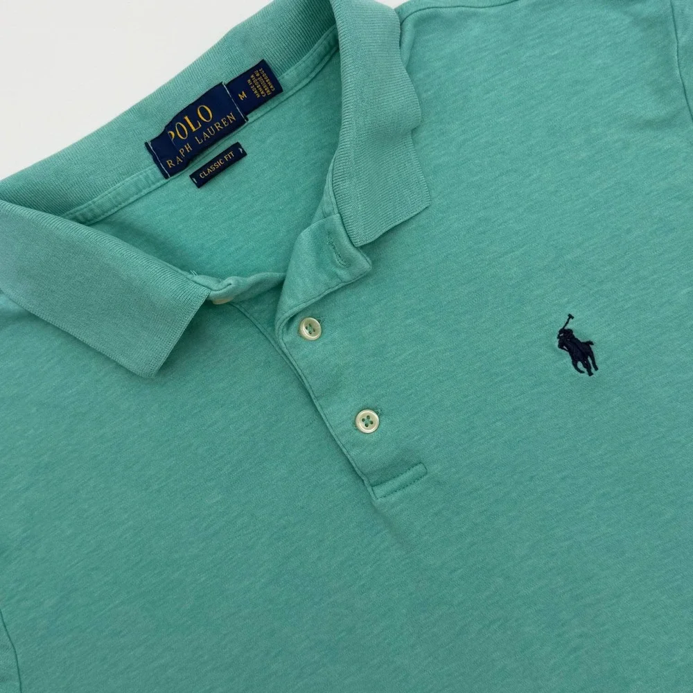 Polo Ralph Lauren Mens Classic Fit Cotton‎ Polo Shirt Medium Green Heathered